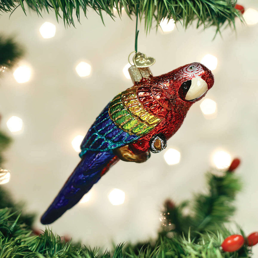 Old World Christmas Tropical Parrot Blown Glass Ornament