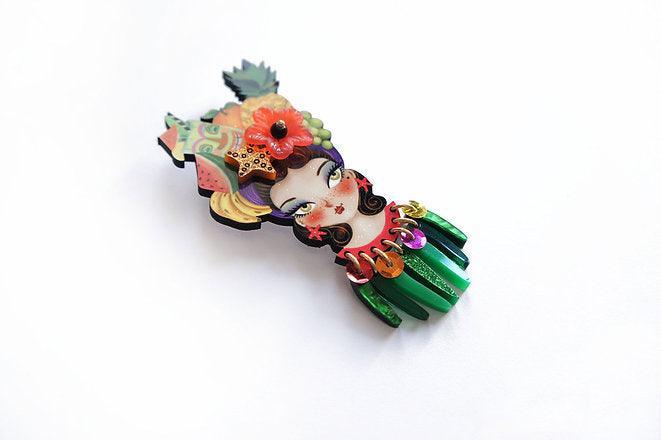 Tropical Tiki Girl Brooch by Laliblue - Quirks!