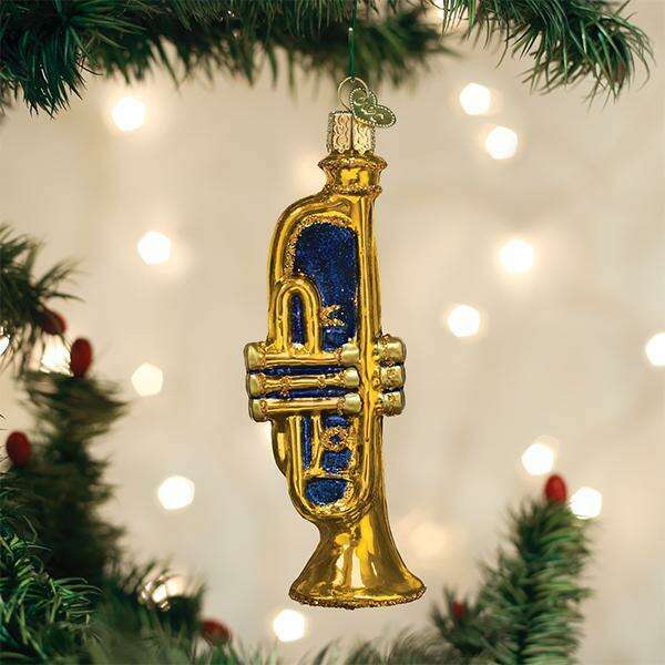 Old World Christmas Trumpet Blown Glass Ornament