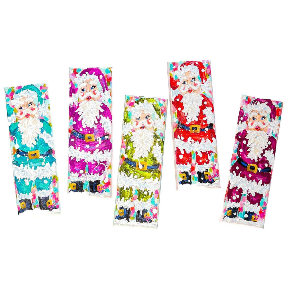 colorful vintage rushton santa paintings