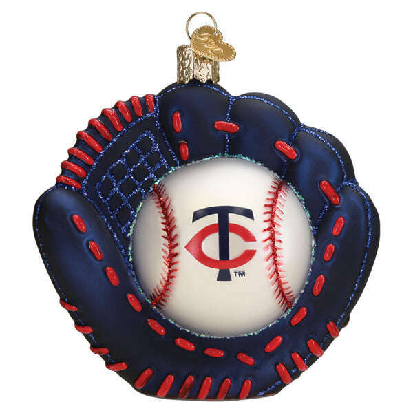 Old World Christmas Twins Baseball Mitt Blown Glass Ornament