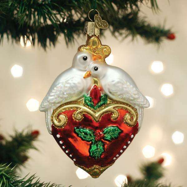 Old World Christmas Two Turtle Doves Blown Glass Ornament