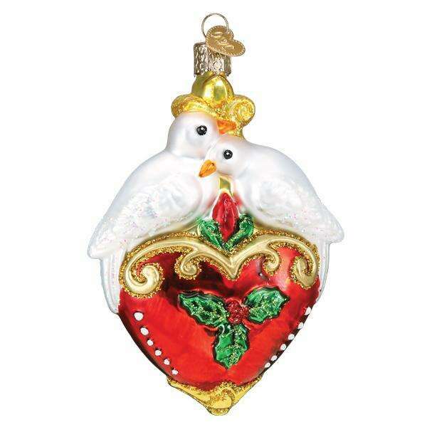 Old World Christmas Two Turtle Doves Blown Glass Ornament