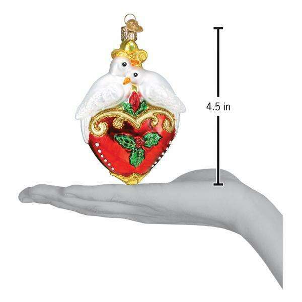 Old World Christmas Two Turtle Doves Blown Glass Ornament