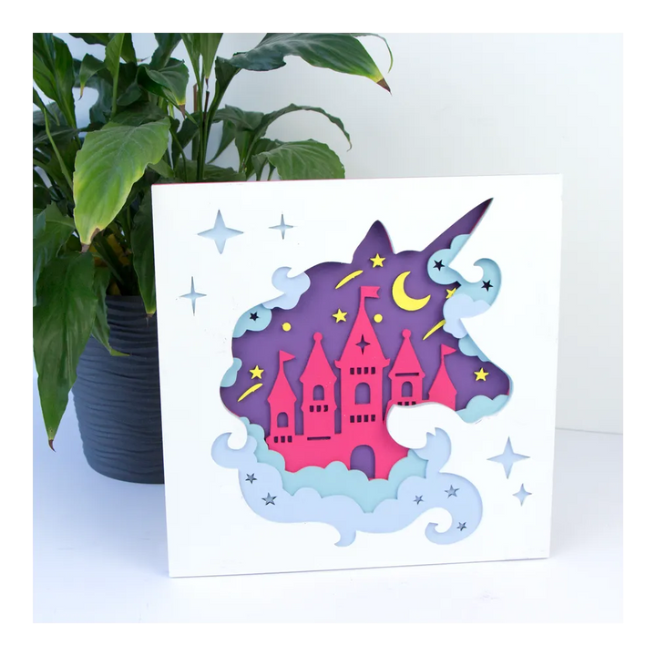 Rosa Talent Unicorn - 3D Painting Set. Primed Fiberboard. 5 Layers. 11.81*11.81 inches.