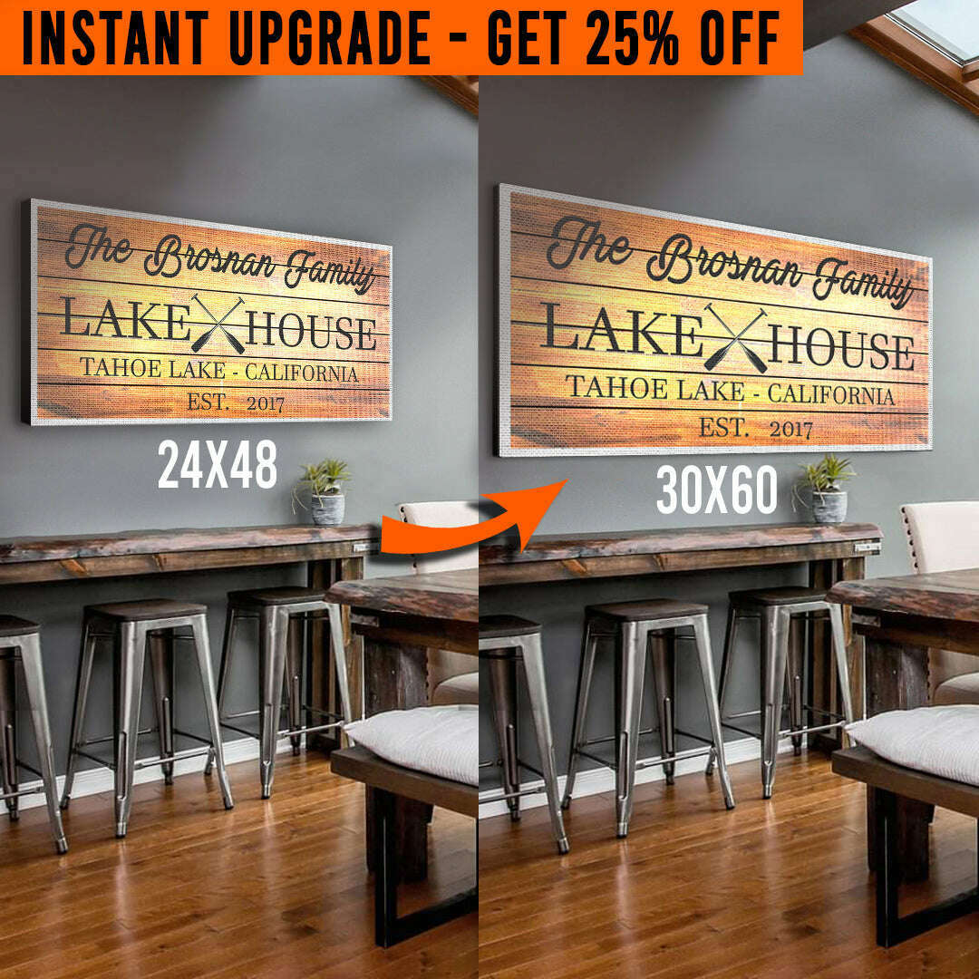 Upgrade Your 48x24 Inches 'Family Lake House' (Style 3) Canvas To 60x30 Inches