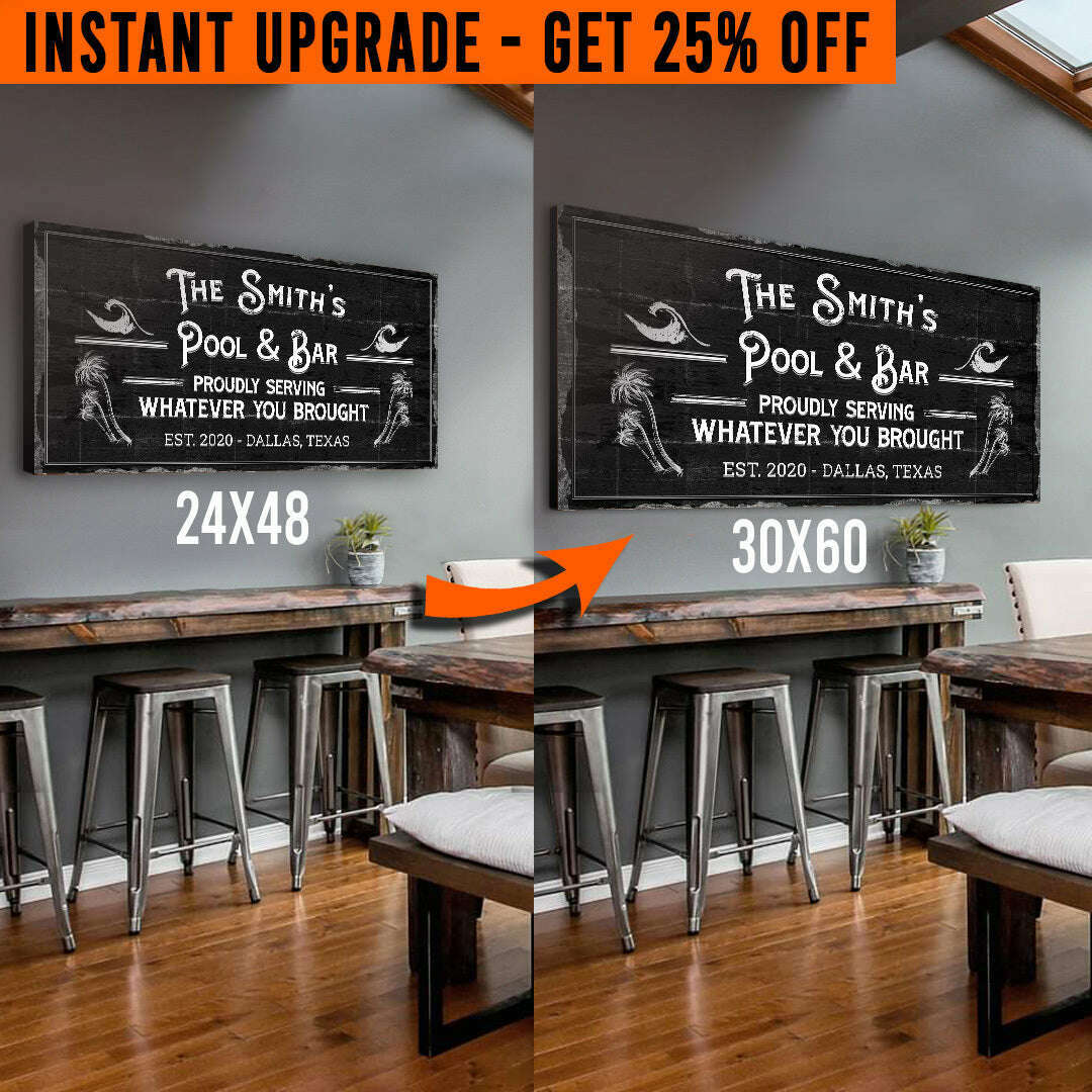 Upgrade Your 48x24 Inches 'Pool & Bar' (Style 2) Canvas To 60x30 Inches