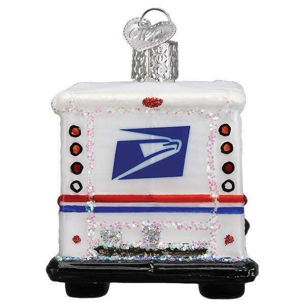 Old World Christmas USPS Mail Truck Blown Glass Ornament