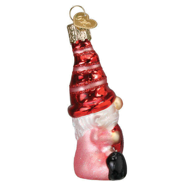 Old World Christmas Valentine Gnome Blown Glass Ornament