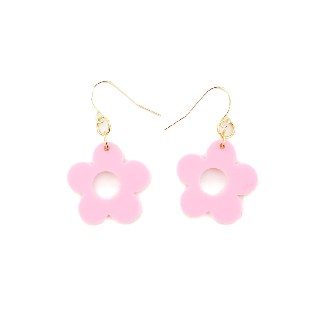 Pink Daisy Acrylic Earrings