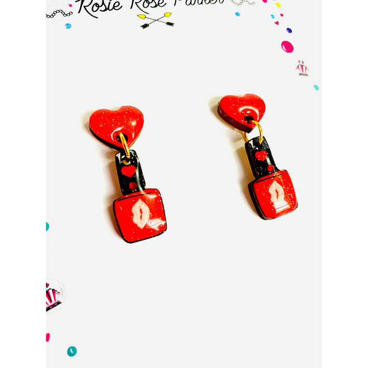 Valentine's Nail Polish Earrings by Rosie Rose Parker