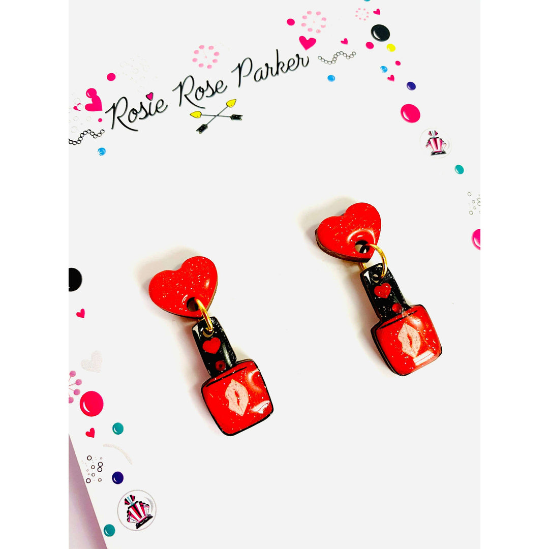 Valentine's Nail Polish Earrings by Rosie Rose Parker