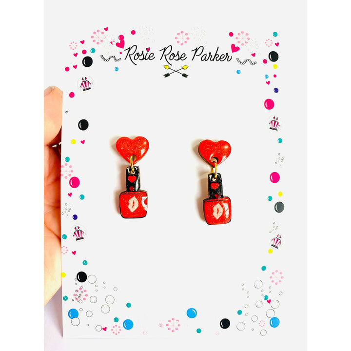 Valentine's Nail Polish Earrings by Rosie Rose Parker