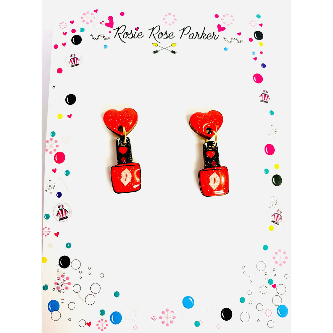 Valentine's Nail Polish Earrings by Rosie Rose Parker