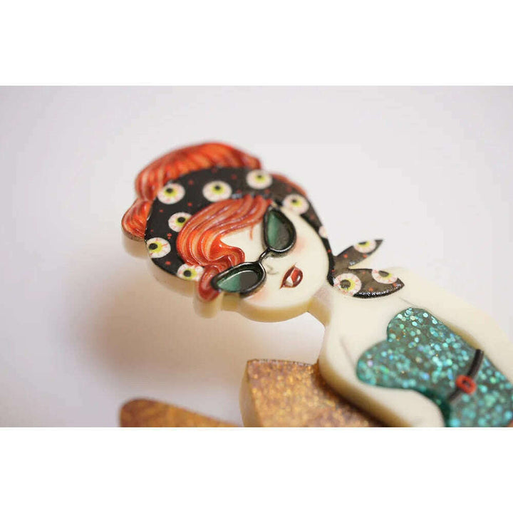 Vampire Playing with Sand Brooch by LaliBlue