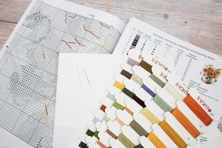 Vase with Sunflower B7025L Counted Cross-Stitch Kit