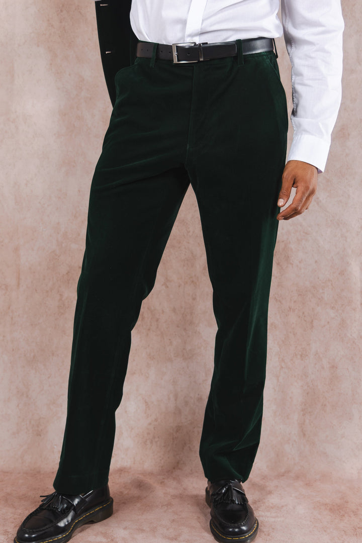 The Elegant Evergreen | Green Velvet Velvet Suit Pants