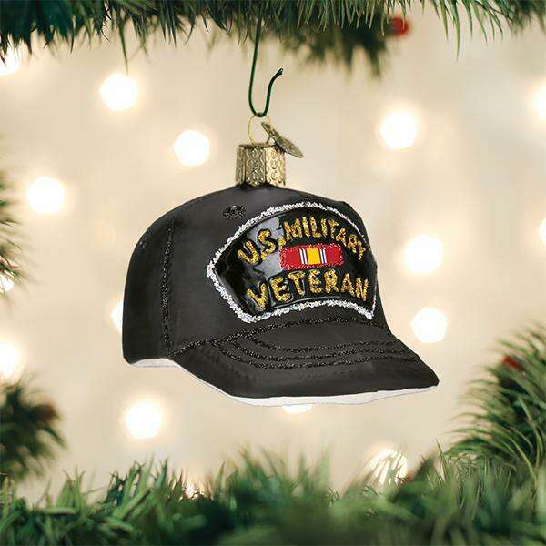 Old World Christmas Veteran's Cap Blown Glass Ornament