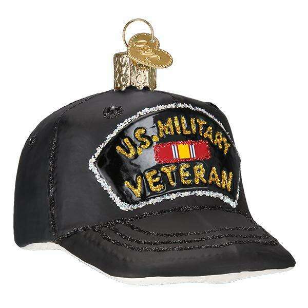 Old World Christmas Veteran's Cap Blown Glass Ornament