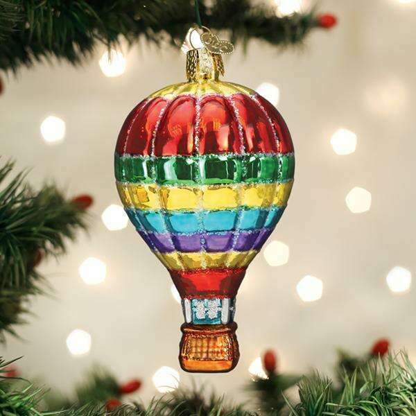 Old World Christmas Vibrant Hot Air Balloon Blown Glass Ornament