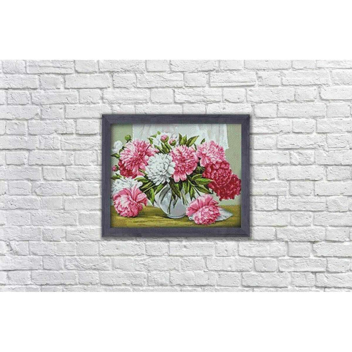 Vibrant Peonies WD2352 18.9 x 14.9 inches Wizardi Diamond Painting Kit