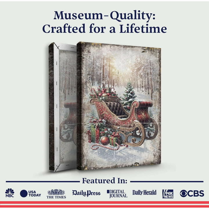 Vintage Christmas Sleigh Sled Wall Art