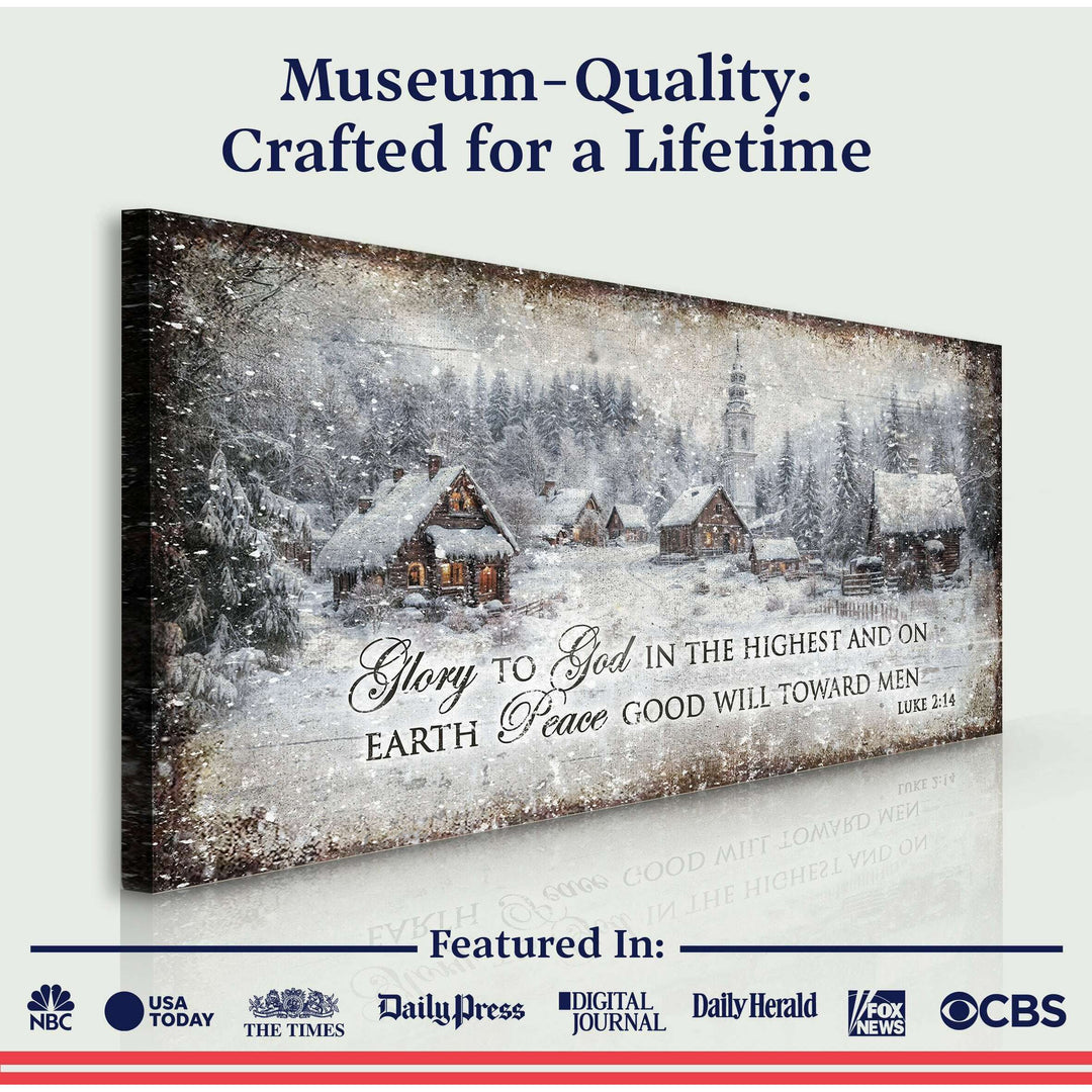 Vintage Christmas Village Luke 2:14 Scripture Sign