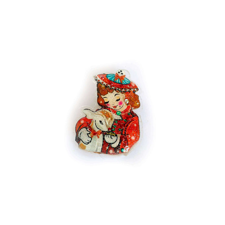 Vintage Girl & Deer Brooch by Rosie Rose Parker