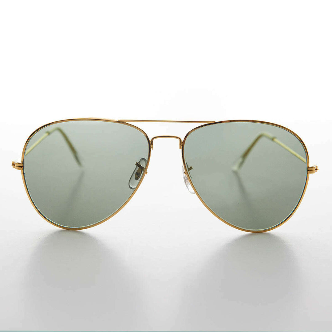 Vintage Metal Aviator Sunglass with Glass Lens - Hughes
