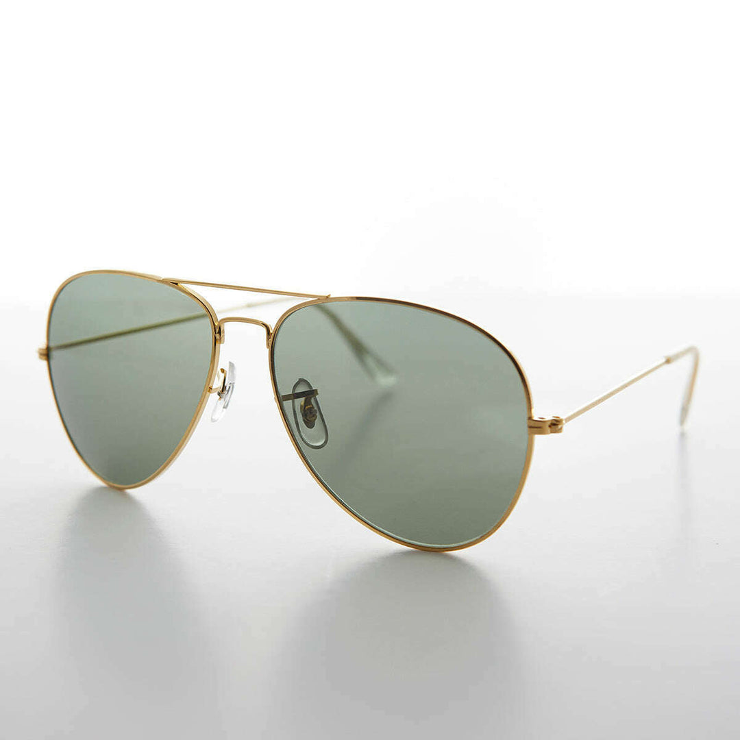 Vintage Metal Aviator Sunglass with Glass Lens - Hughes