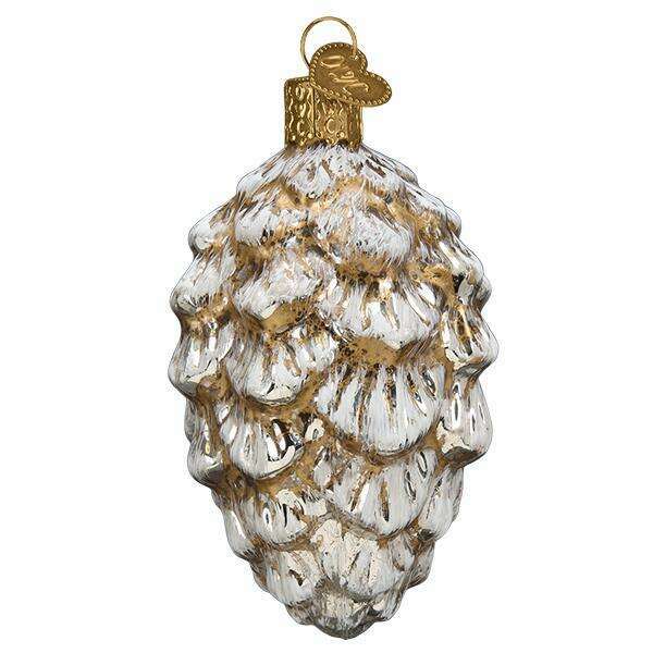 Old World Christmas Vintage Ponderosa Pine Cone Blown Glass Ornament