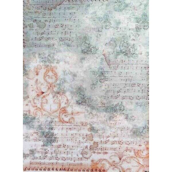 Vintage Roses Designer Printed AIDA Fabric. Canvas for embroidery with an applied background  KF-1177A