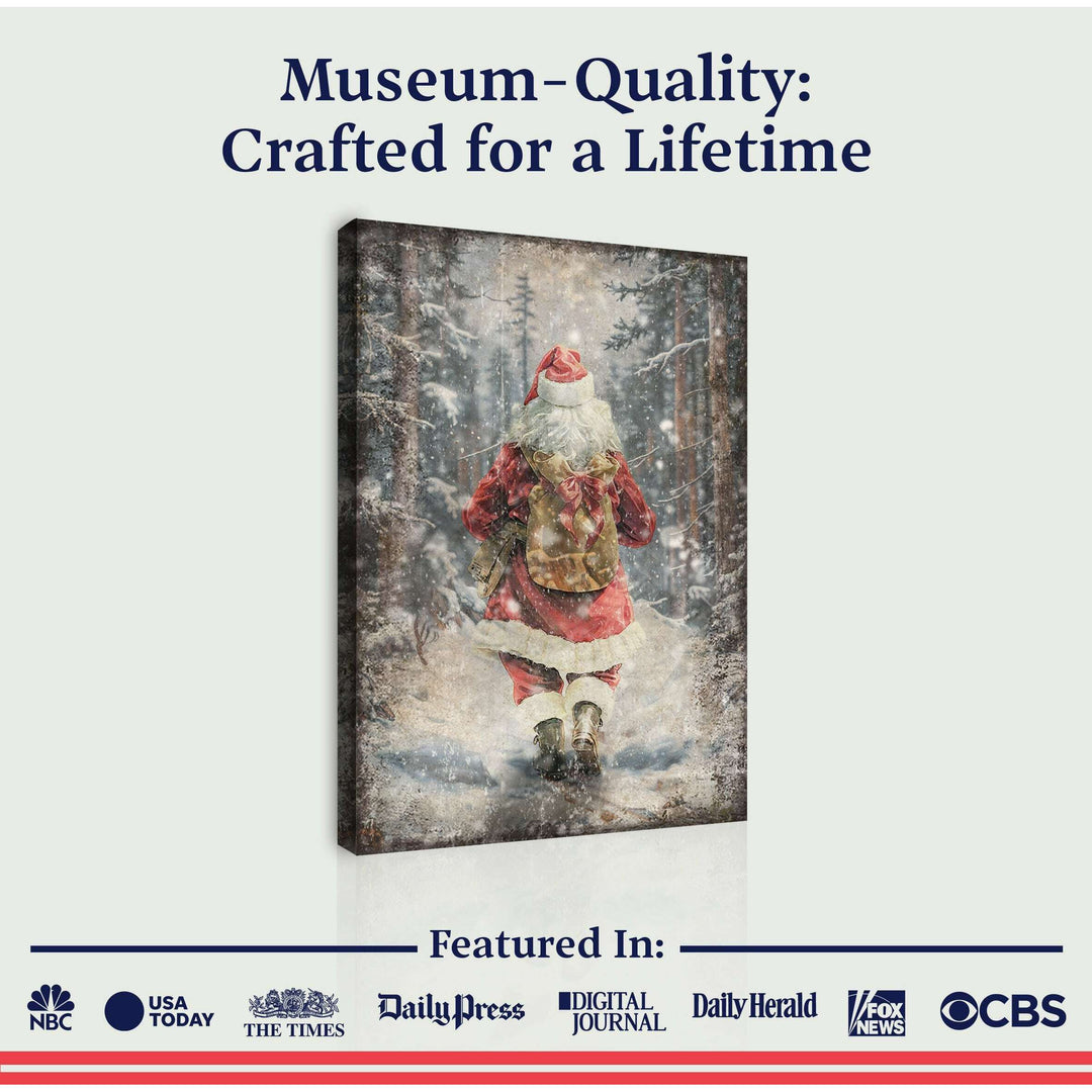 Vintage Santa Claus in Winter Forest Christmas Wall Art II