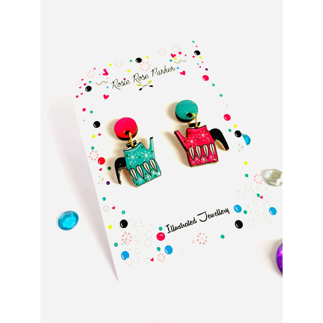 Vintage Teapot Earrings by Rosie Rose Parker