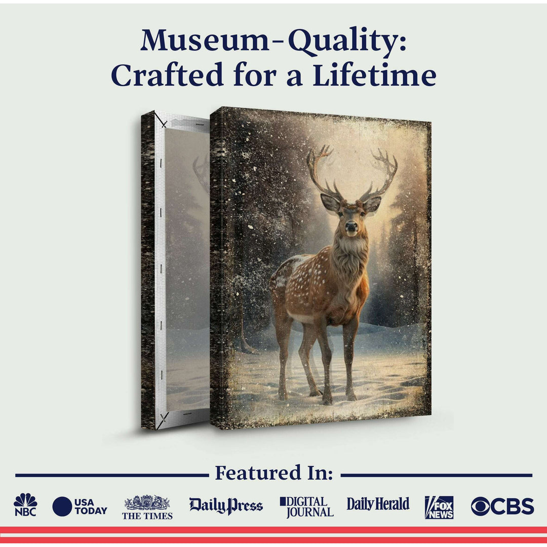 Vintage Winter Deer Christmas Wall Art IV
