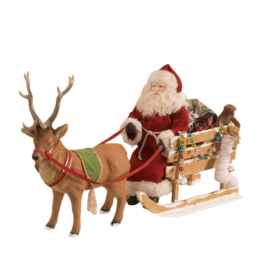vintage collectible santa in sleigh bethany lowe