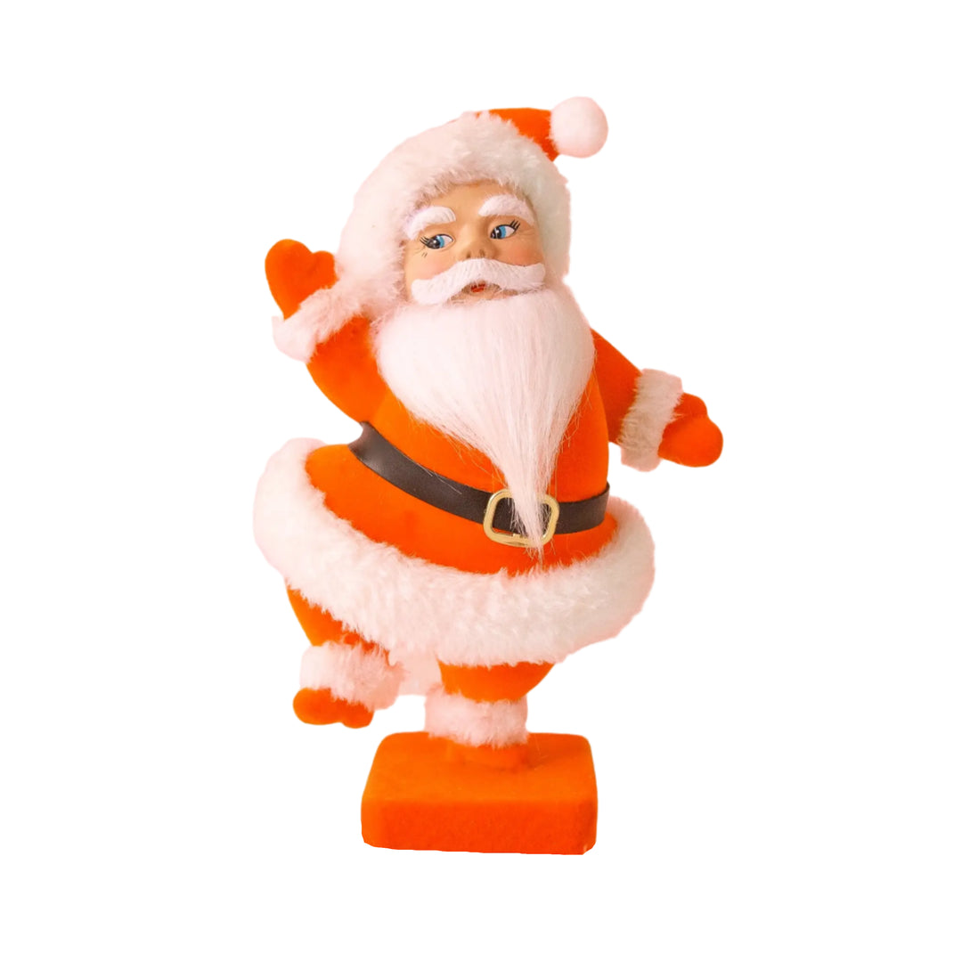 vintage flocked waving santa figure