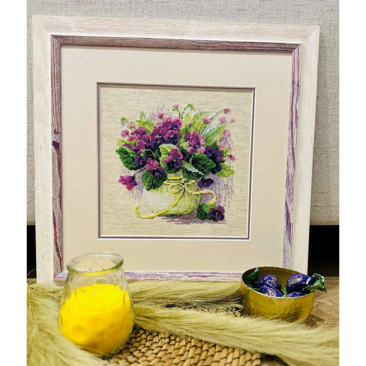 Violets in a Pot R2091 Counted Cross Stitch Kit