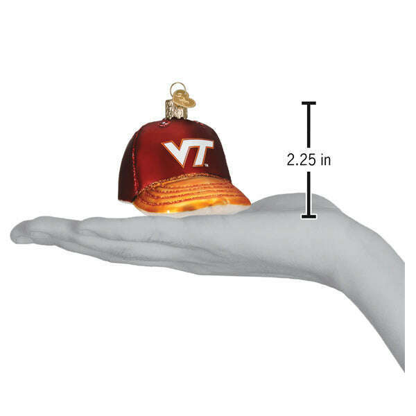 Old World Christmas Virginia Tech Baseball Cap Blown Glass Ornament