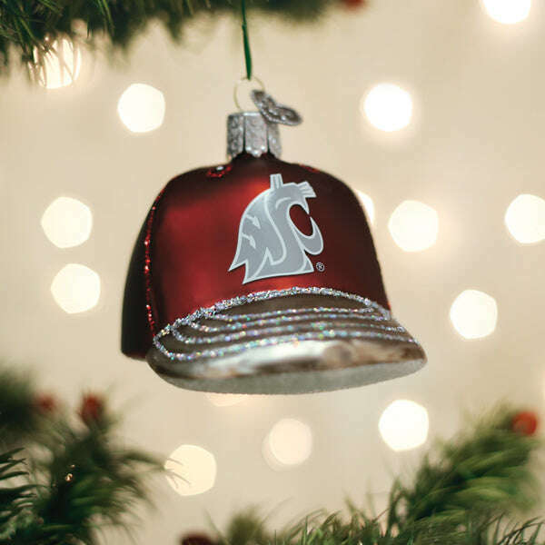 Old World Christmas Washington State Baseball Cap Blown Glass Ornament