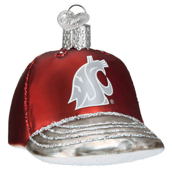 Old World Christmas Washington State Baseball Cap Blown Glass Ornament