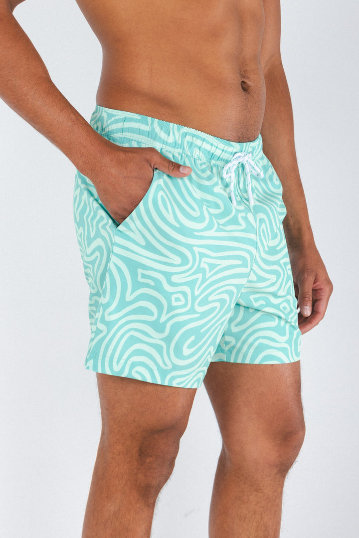 The Water Park | Neon Abstract Line Ball Hammock® Pouch 5" Swim Trunks