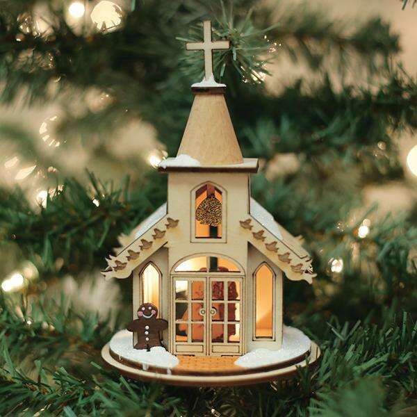 Old World Christmas Wedding Chapel Blown Glass Ornament