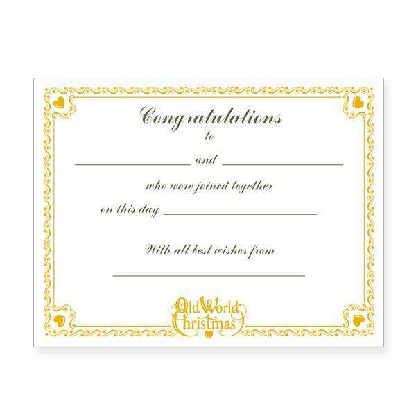 Old World Christmas Wedding Collection Certificate