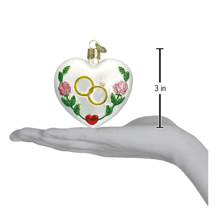 Old World Christmas Wedding Heart Blown Glass Ornament