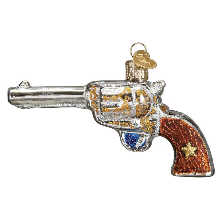 Old World Christmas Western Revolver Blown Glass Ornament