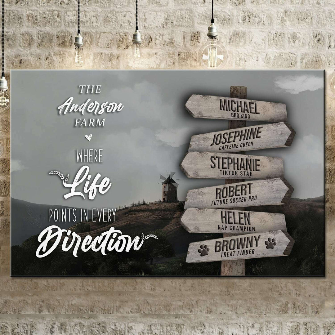 Where Life Points In Every Direction Family Farm Names Sign II