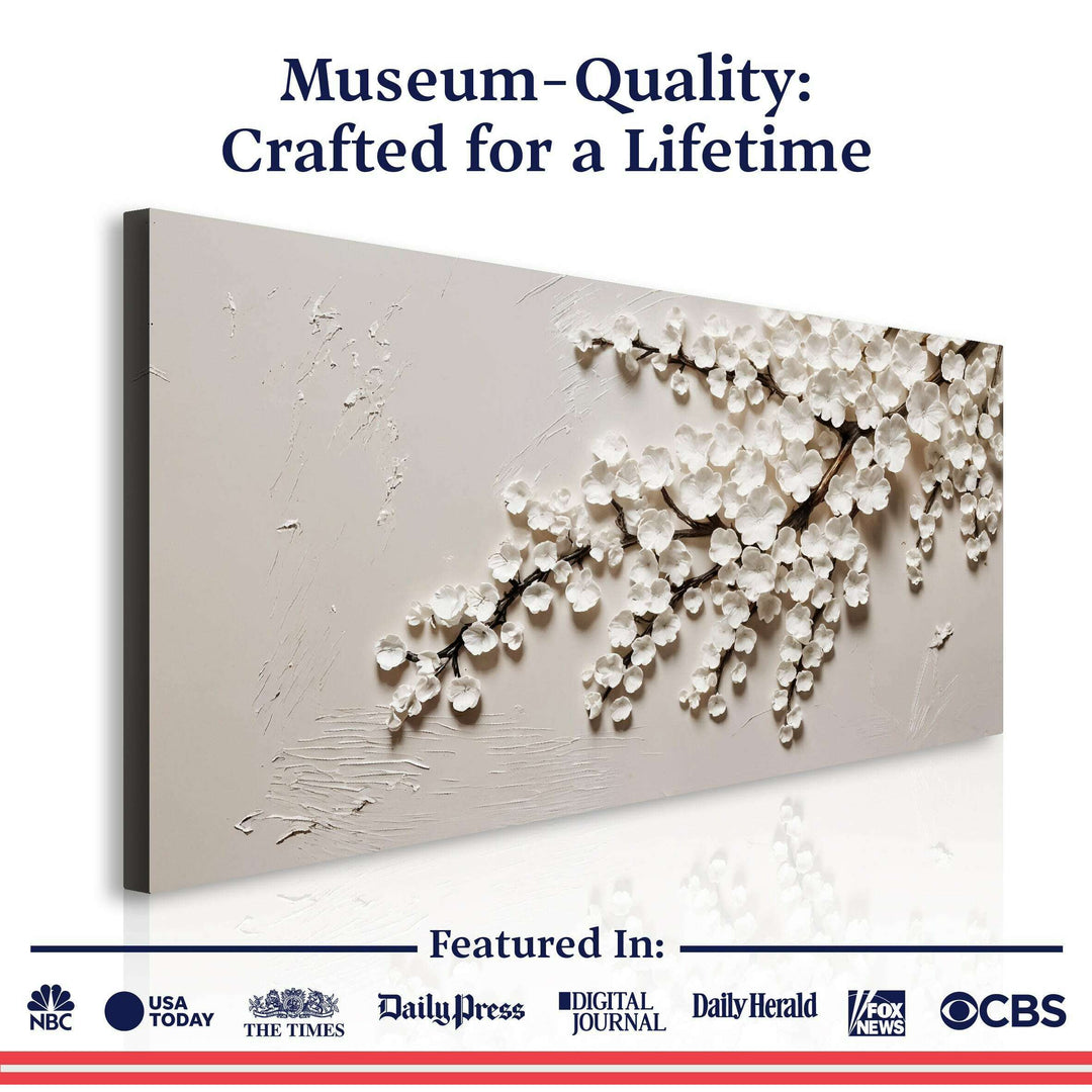 White Cherry Blossom Wall Art