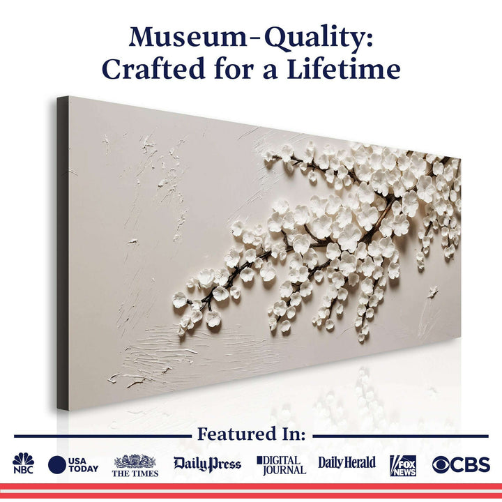 White Cherry Blossom Wall Art