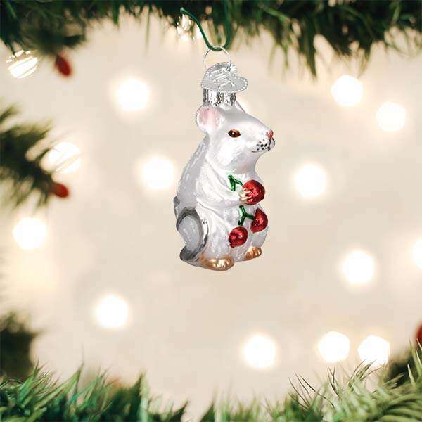 Old World Christmas White Mouse Blown Glass Ornament